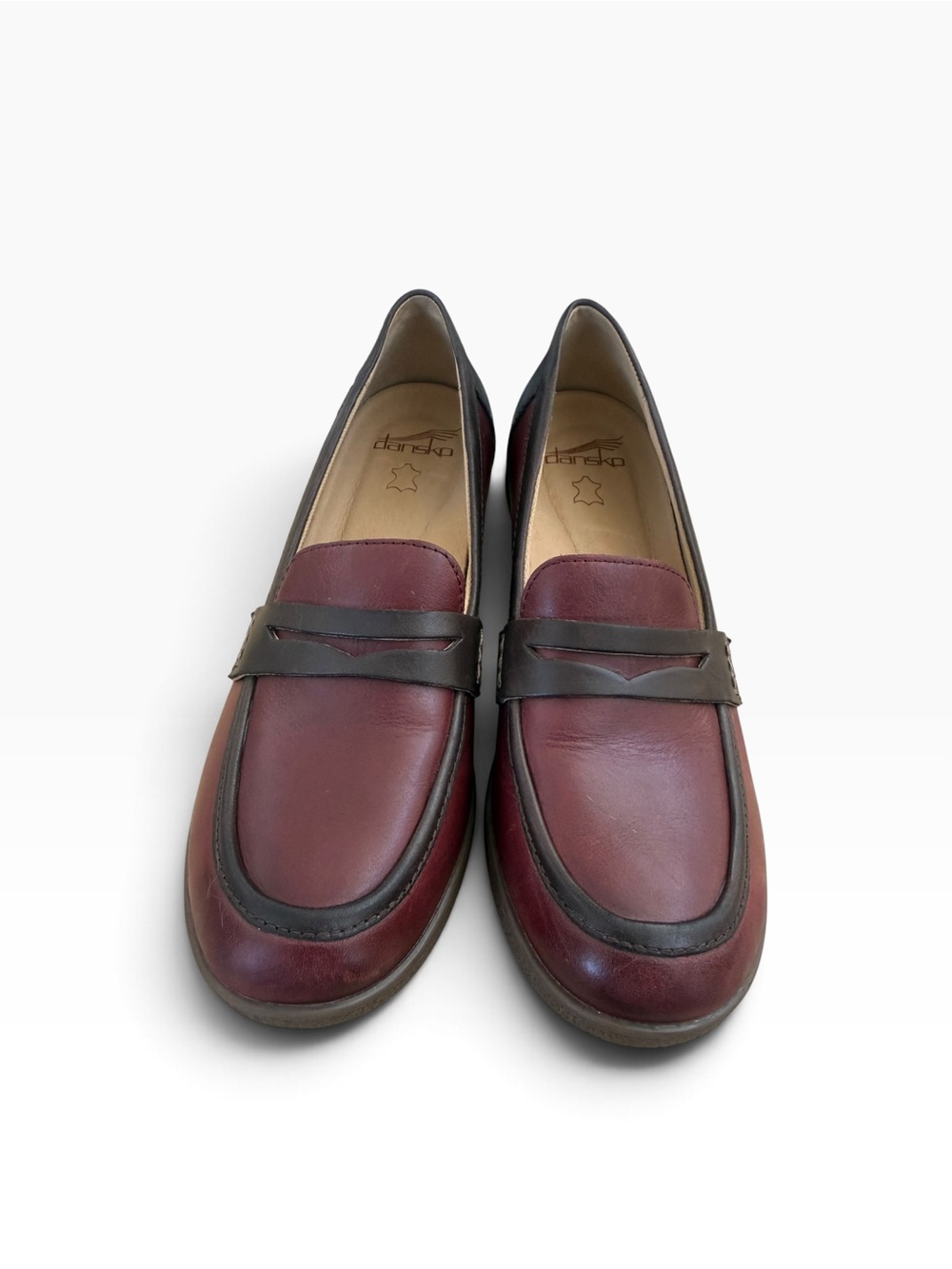 New-Dansko Danica Burgandy and Brown Loafer size 7.5 EU 38